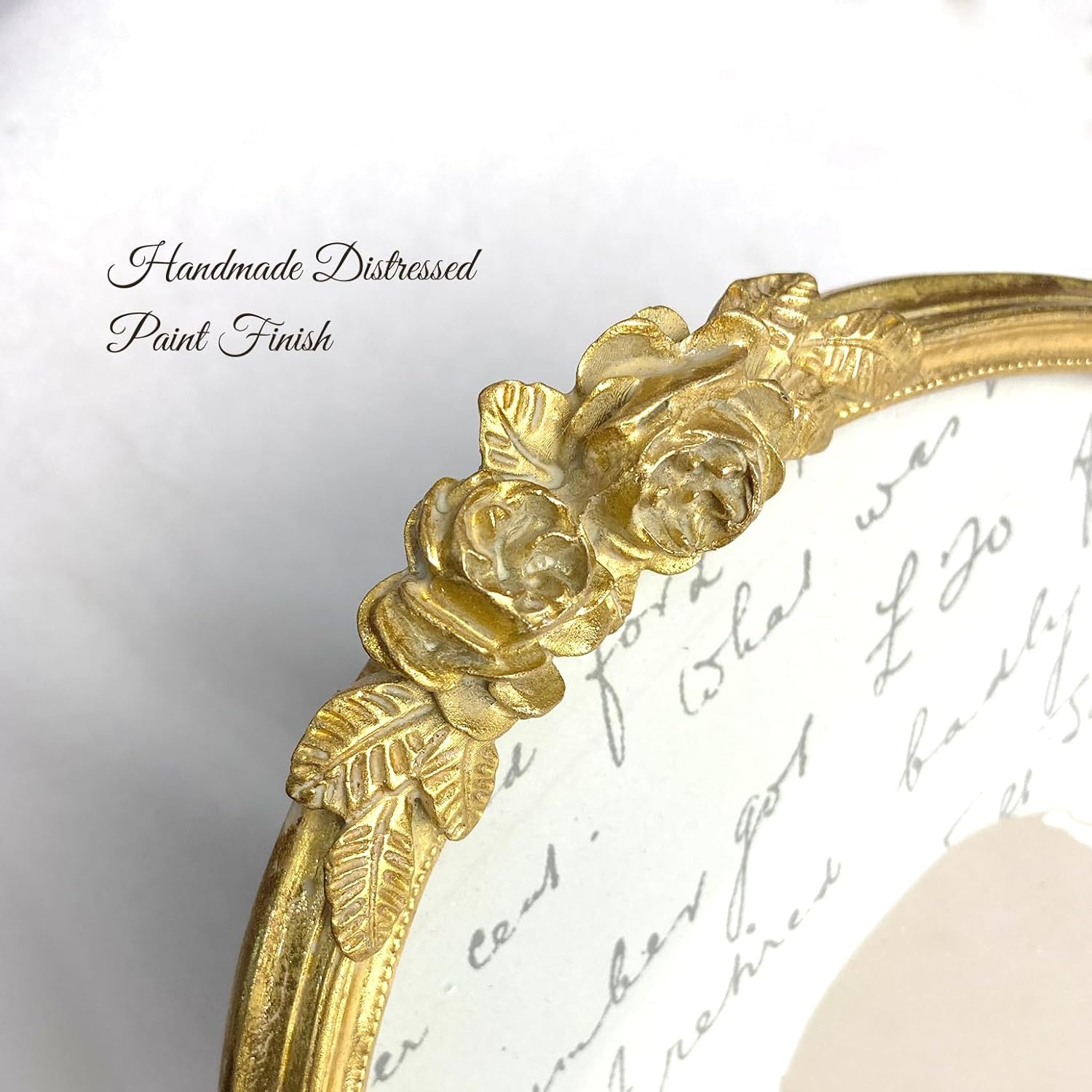 Sunlit Vintage Picture Frame 8x10 Inch, Oval Antique Photo Frames with Glass Front, Luxury Photo Display, Tabletop Wall Hanging, Gift Ideas, Golden Rose