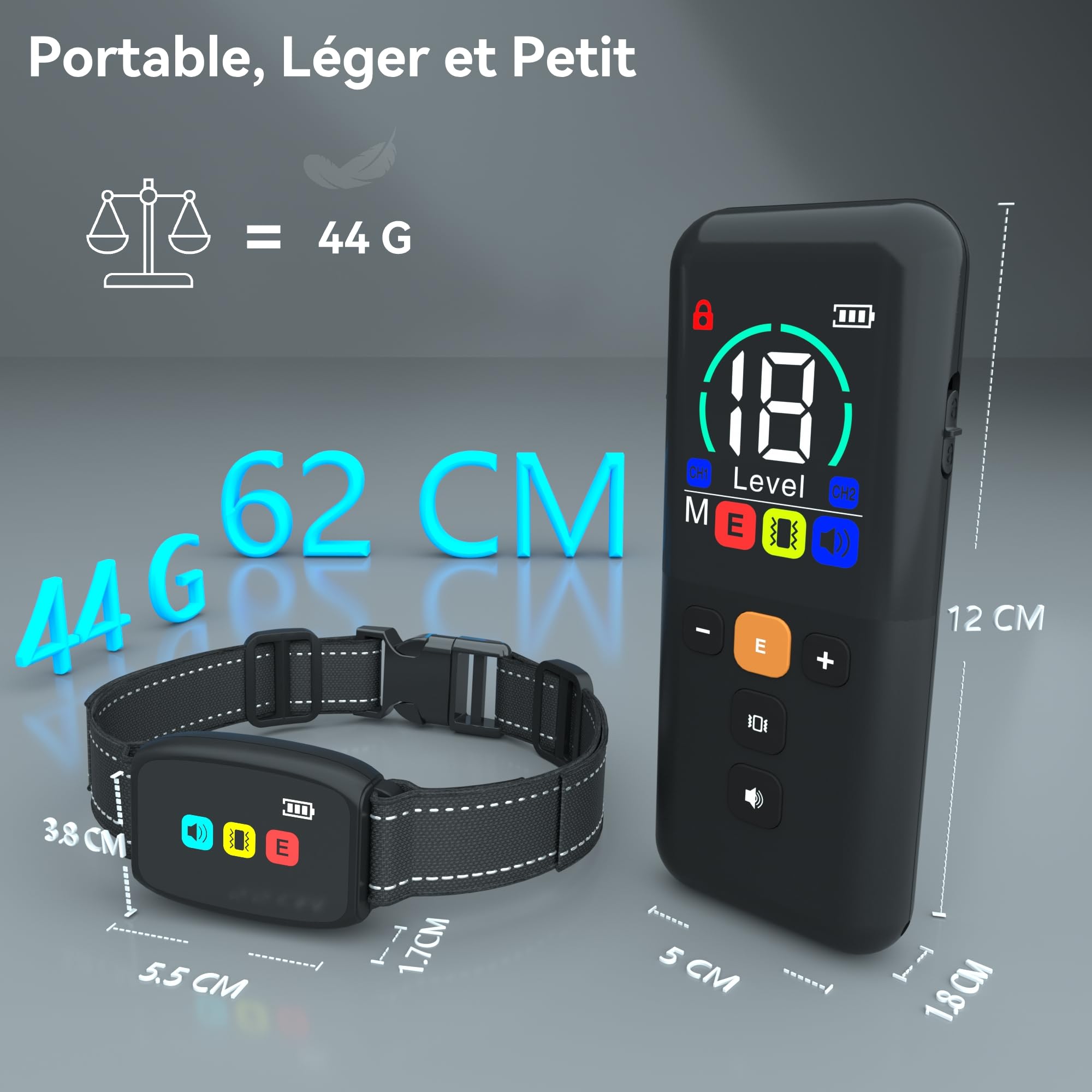 Meloive Collier de Dressage pour Chien, Portée 3500 Mètres, 3 Modes Vibration/Choc/Son, Rechargeable
