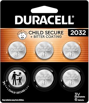 Duracell 2032 Lithium Battery, 6 Count Pack of 1, Child Safety Features, Compatible with Key Fob, Tea Light Candles and Other Devices, CR2032 Battery