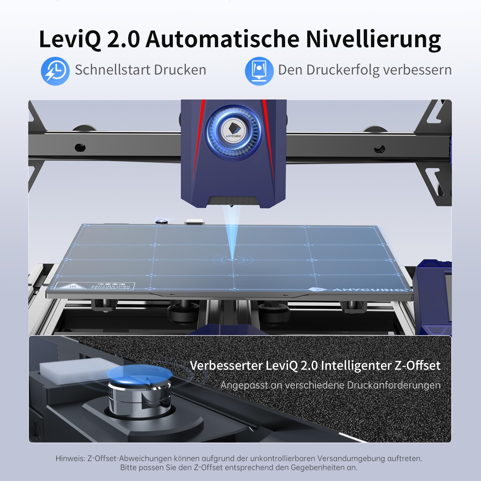 Anycubic Kobra 2 Neo 3D-Drucker, 5-mal Schneller Hochgeschwindigkeits mit 250mm/s, 3D-Printer mit LeviQ 2.0 Auto-Leveling, Neuer Extruder und Kühlungssystem, Druckgröße 220x220x250mm