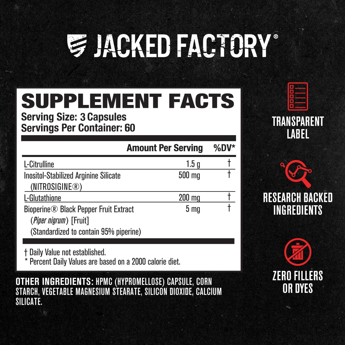 Jacked Factory N.O. XT Nitric Oxide Supplements for Men w/Nitrosigine L Arginine L Citrulline Supplement for Muscle Pumps & Vascularity - Pre Workout Nitric Oxide Booster & Muscle Builder - 180 Caps — Amazon image 5