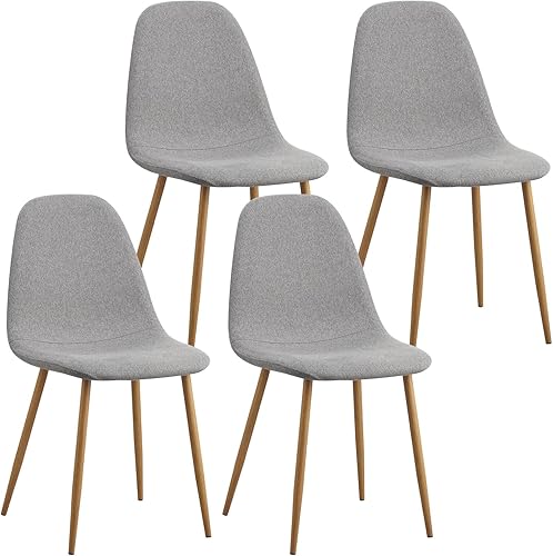 Juego de 4 sillas de comedor, sillas de cocina de tela, silla de cocina tapizada de tela moderna con patas de metal, bonita silla auxiliar para