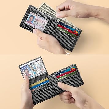 Zitahli Wallet for Men, Slim RFID Blocking Leather Bifold Wallet, Holds Up to 12 Cards, Minimalist Front Pocket Wallet with 2 ID Windows & Cash Slot, Thin Credit Card Holder, Gift for Men