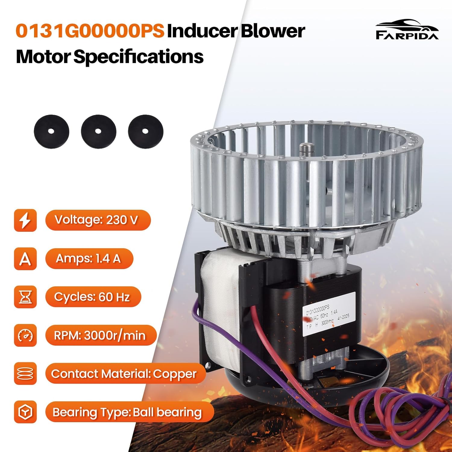 0131G00000P J238-150-15301 Furnace Draft Inducer Motor Assembly Compatible with Goodman, Fasco, Packard, A078 Exhaust Vent Venter Motor Replace# 70582338, 66000, 71582338