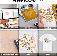 Vista 4 de HTVRONT - Rollo de vinilo HTV con purpurina dorada - Vinilo de transferencia de calor con purpurina dorada de 12 x 15 pies para camisas, vinilo