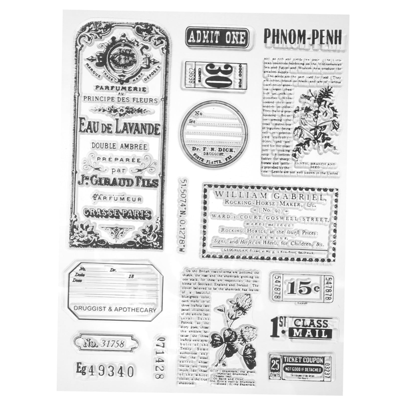 5 Set Scrapbooking d'Epoca Libro di Scarto Rottame Timbro Autoinchiostrante Creazione Timbro di Firma Francobolli Alfabeti Album Adesivi Veloce Timbro in Silicone Trasparente Black