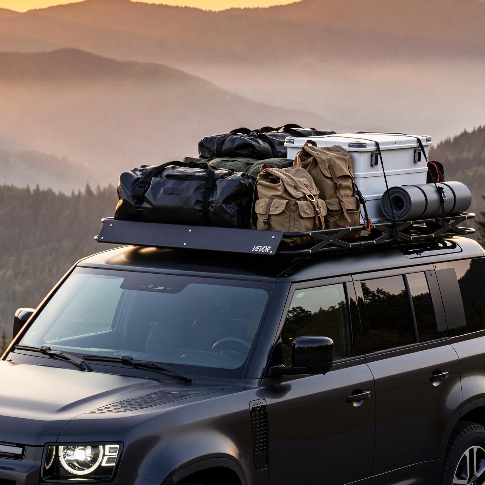 VEVOR Barra Portapacchi da Tetto da Auto, Portapacchi da Tetto per Auto 1626 x 990 x 102 mm Telaio Pieghevole a Forma di X, Carico max 90,72 kg Universale per SUV Furgoni, Campeggio, Viaggio, Pesca