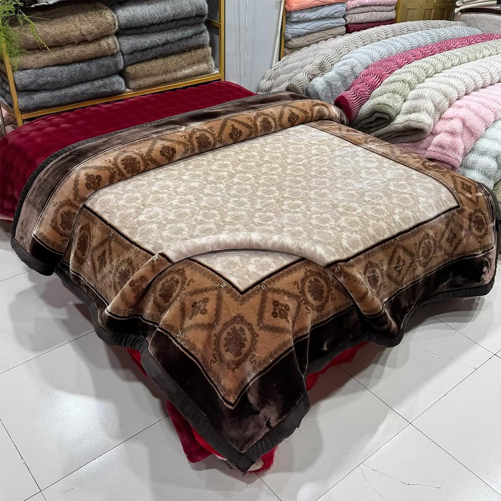 Koreański sztuczny koc polarowy z norek, 2-warstwowy, super miękki, ciepły, pluszowy, flanelowy, na mroźną zimę, łóżko, do domu, na prezenty, V, 200 x 230 cm, 5,5 kg