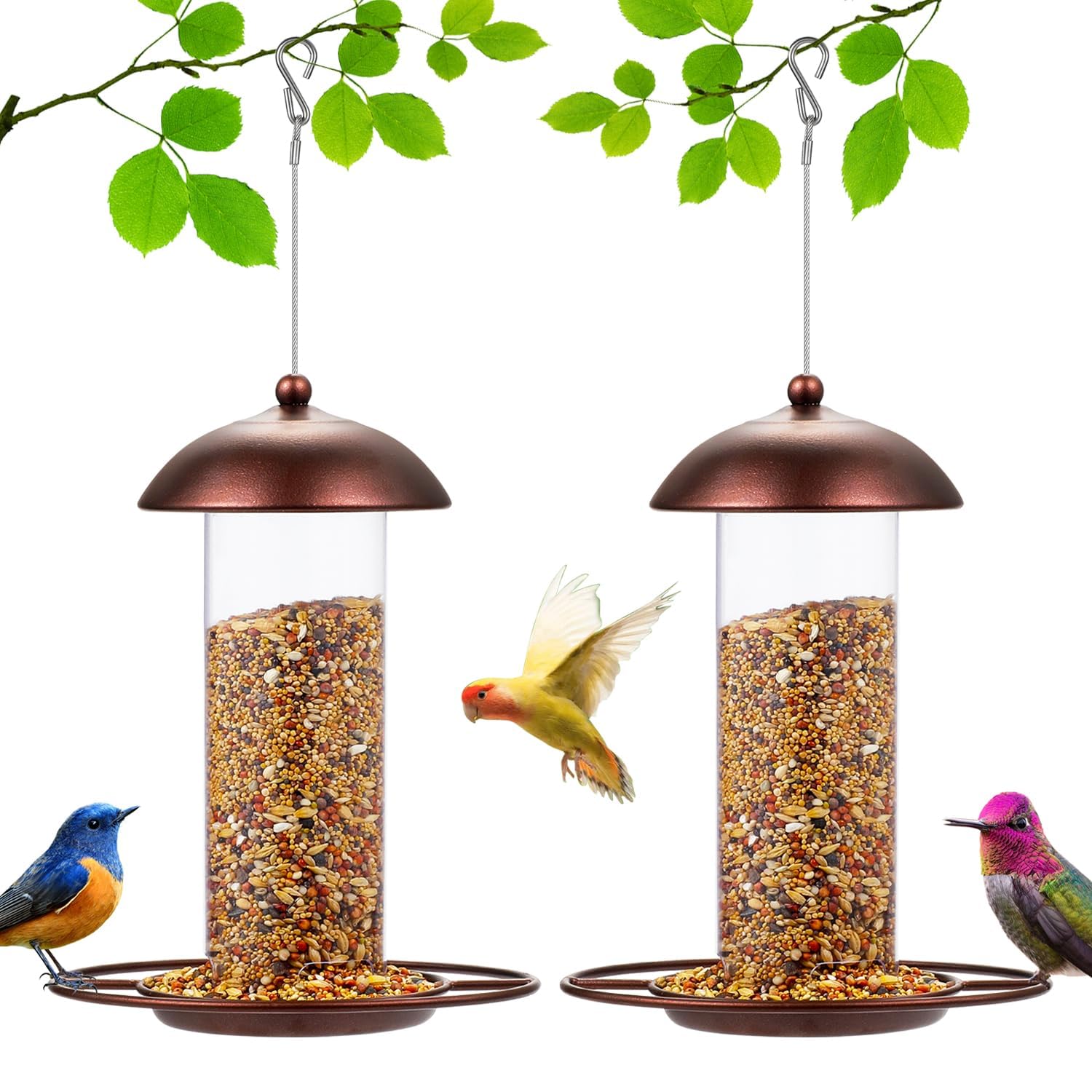 YARDIA 2 Pack Metal Wide Bird Feeders - feeding and watering supplies pet | Mubboo