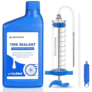 Dichtmilch Tubeless, 500ml Tubeless Milch und Tubeless Spritze zur Direkten Injektion von Langanhaltendem Dichtmittel in MTB- und Rennradreifen