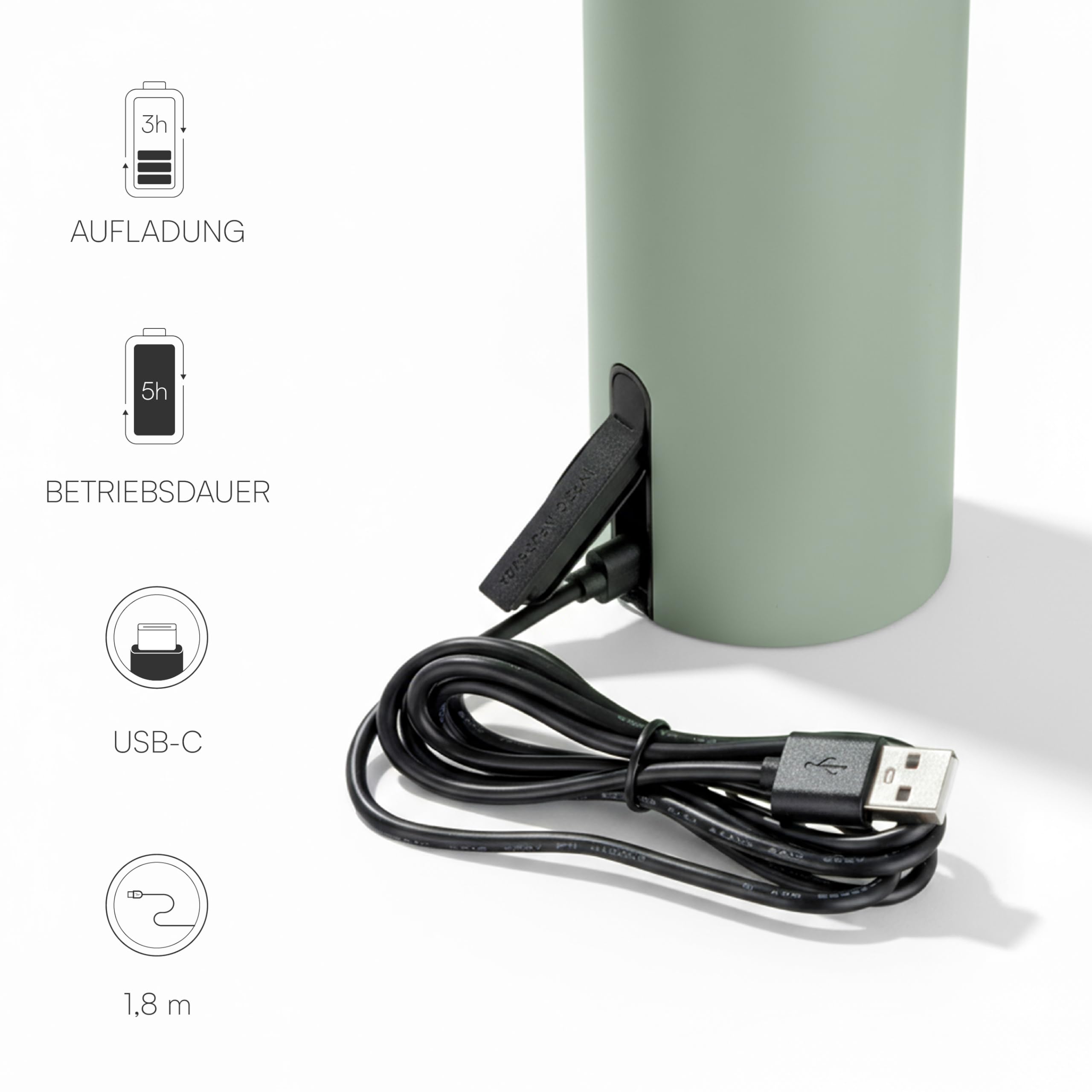 Baroni Home Set 2 Lampade LED Senza Fili – Design a Fungo, Dimmer Touch, Ricaricabile USB-C, Luce Calda 3000K, Impermeabile per Interni ed Esterni, Metallo Verniciato, Altezza 22 cm Verde, 2 Pezzi