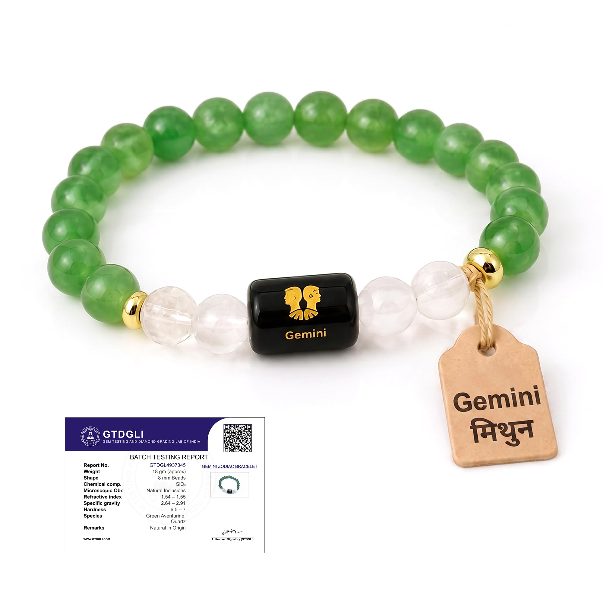Astrotalk Gemini Zodiac Bracelet (मिथुन राशि) | Healing Crystals for Emotional Balance, Focus & Positive Energy | Green Aventurine & Milky Quartz | Bracelet for Man & Woman | Gift for Man & Woman
