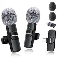 Wireless Mini Microphone for iPhone/Android:Lapel Microphone for Video Recording,Plug and Play,Live Streaming and Podcasting-Textured Black