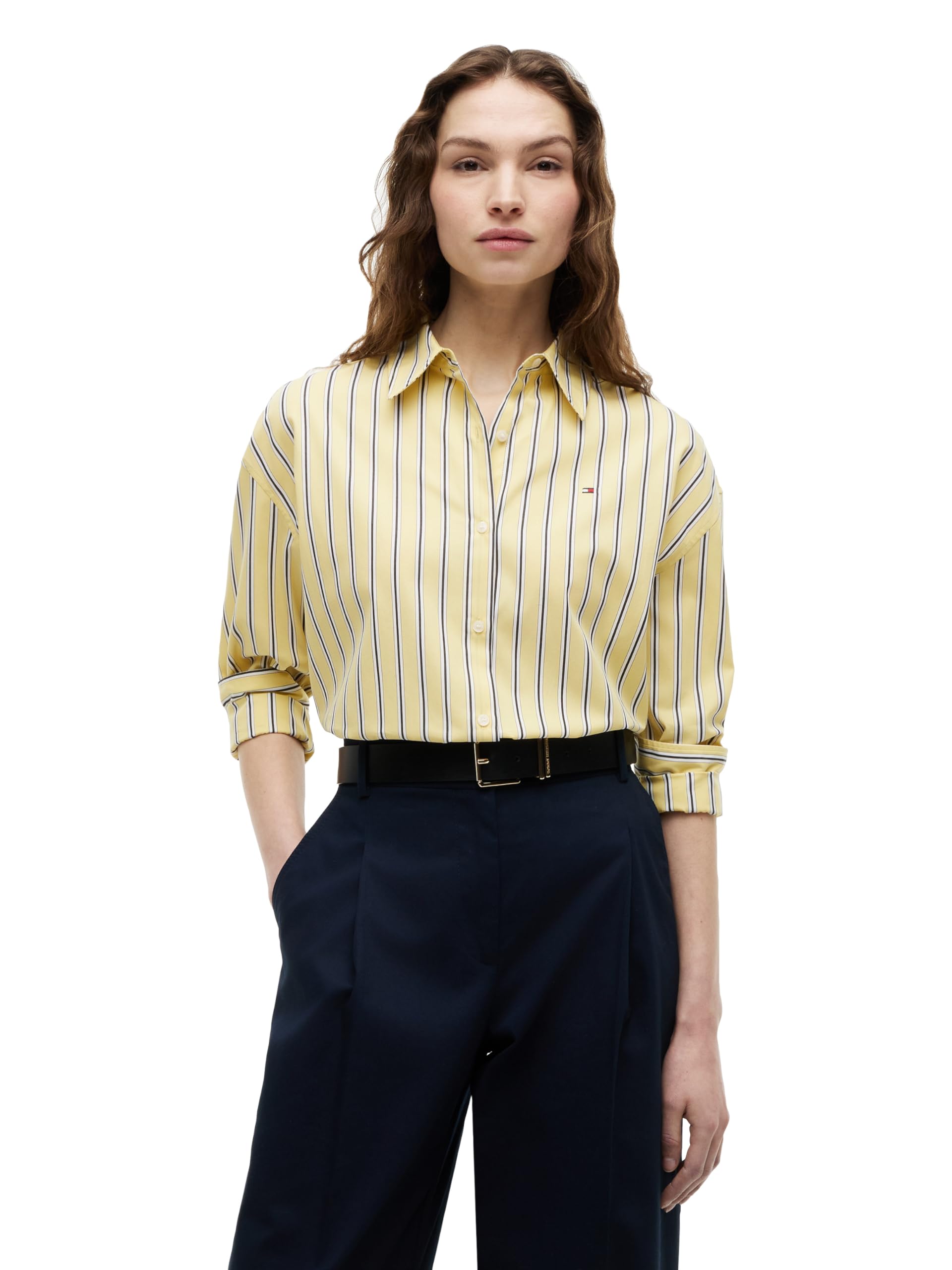 Women's Cotton Long Sleeve Button Down Shirt in Boxy Fit