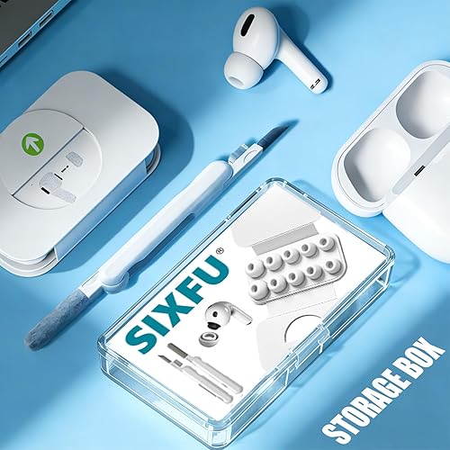 Miniatura 7 de 4 tamaños de repuesto de puntas de oreja compatibles con AirPod Pro y AirPods Pro 2 con caja de almacenamiento portátil y kit de limpieza, orificio