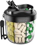 Pill Organizer with 7 Compartments, Pill Box Case for Holding 7 Different Vitamins, Anti-Mix Design for Easy Medication Retrieval. Travel Pill Organizer with 20 Labels. Pill Container (Off-White)