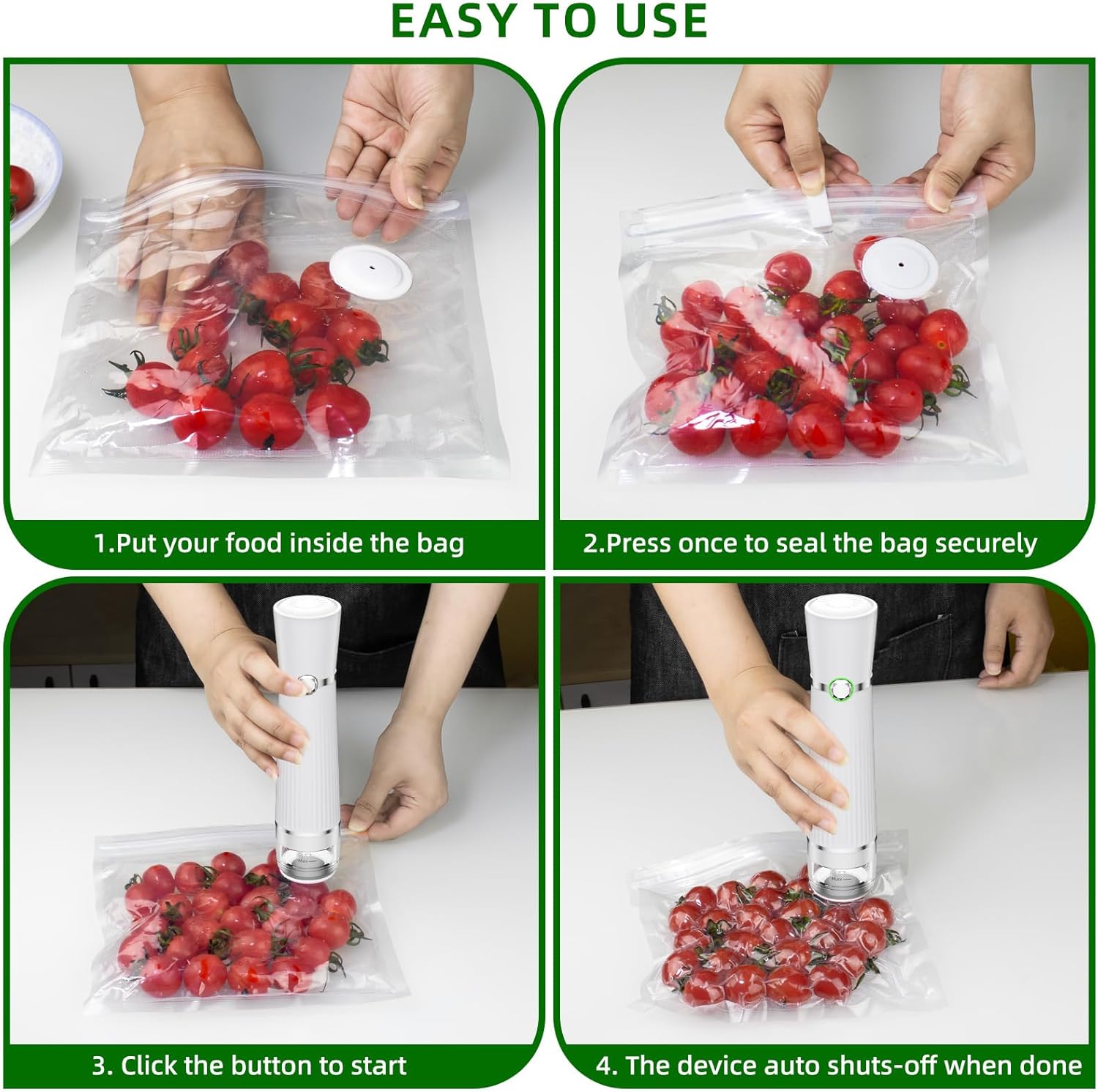 Vacuum Sealer for Food, Handheld Saver Compact Vacuum Sealer Machine with 30 Reusable Bags for 10X Preservation & Fresh - Image 4