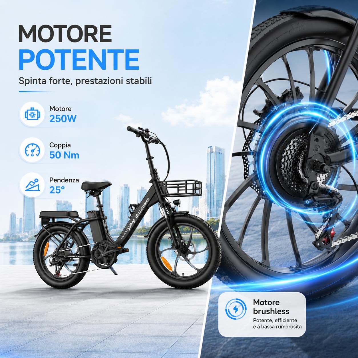 20" Bicicletta Elettrica Pieghevole, Batteria Rimovibile 48V20AH Autonomia Di 120Km Bici Elettrica，7 Velocità E Freni A Disco Idraulici Bici Elettrica Uomo ，E-Bike Da Per Adulti (nero)