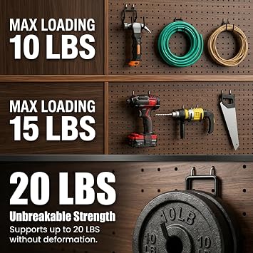 INCLY 10 Pack Heavy Duty Pegboard Hooks, 1/4 Pegboard Drill Holder Tool Utility Hooks, Peg Board Tool Hangers Accessories for Hanging Power Tools, Drill, Hammer, Workbench, Garage