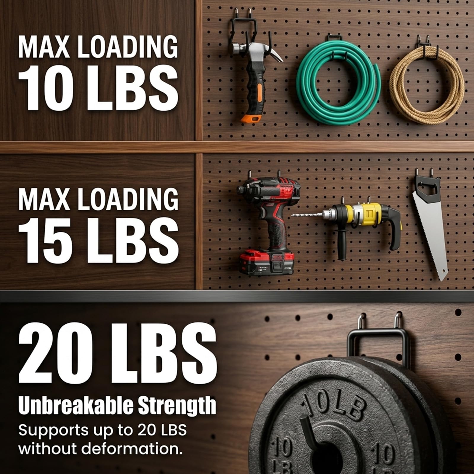 Pegboard Hooks - 10 Pack for Tools & Garage -4