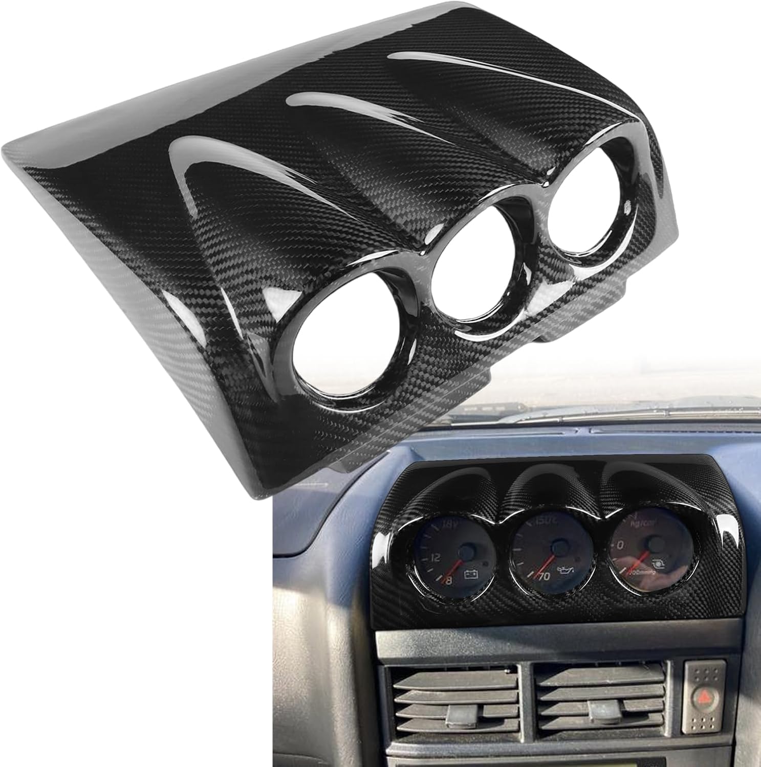 Triple Meter Gauge Pod Cover 52mm For Nissan Skyline R34 1999-2004 Carbon Fiber