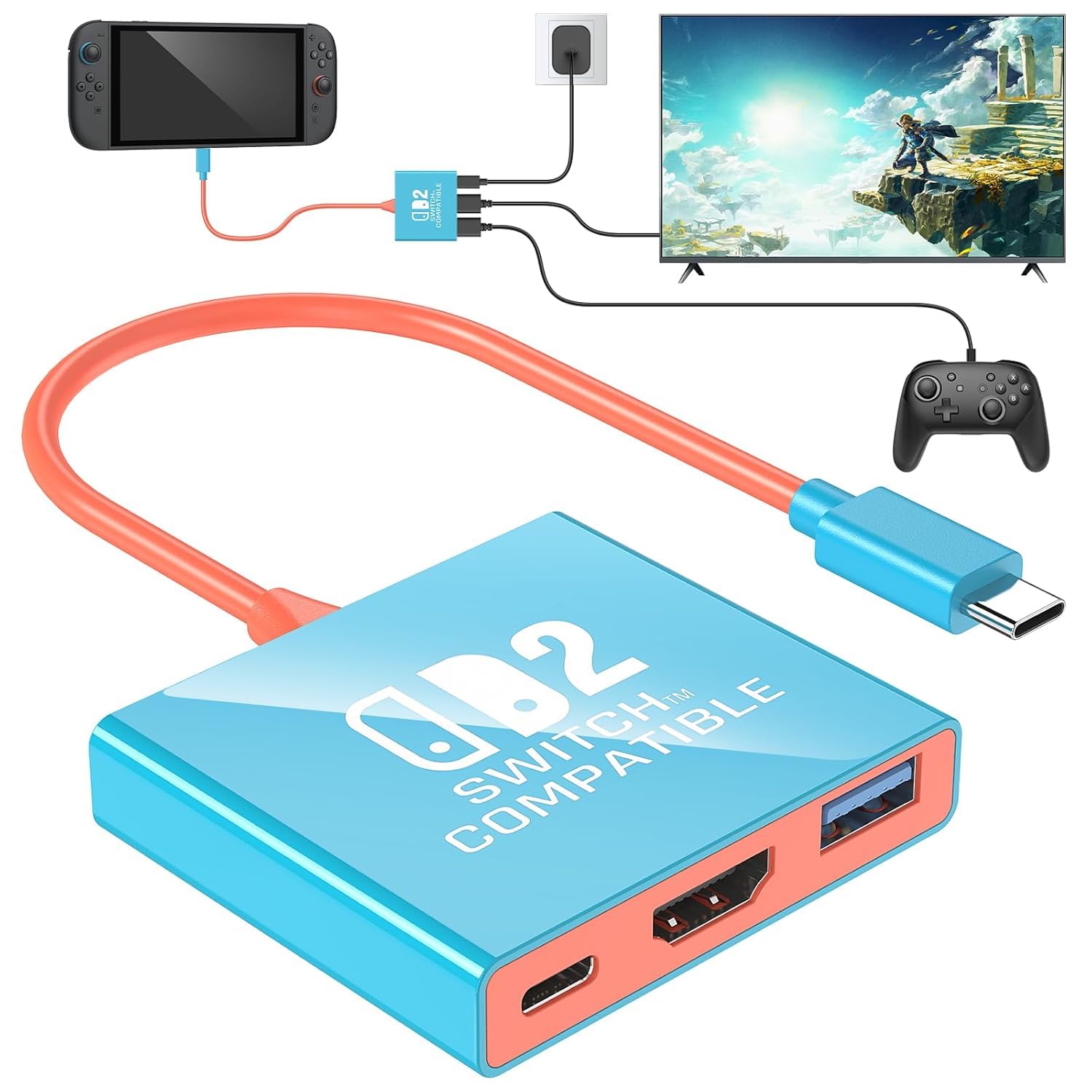 Nintendo Switch 本体（HDMI接続のみ可）&Proコン&ケース Amazon.co.jp: 携帯型 Nintendo Switch用 ドックセット HDMIアダプター