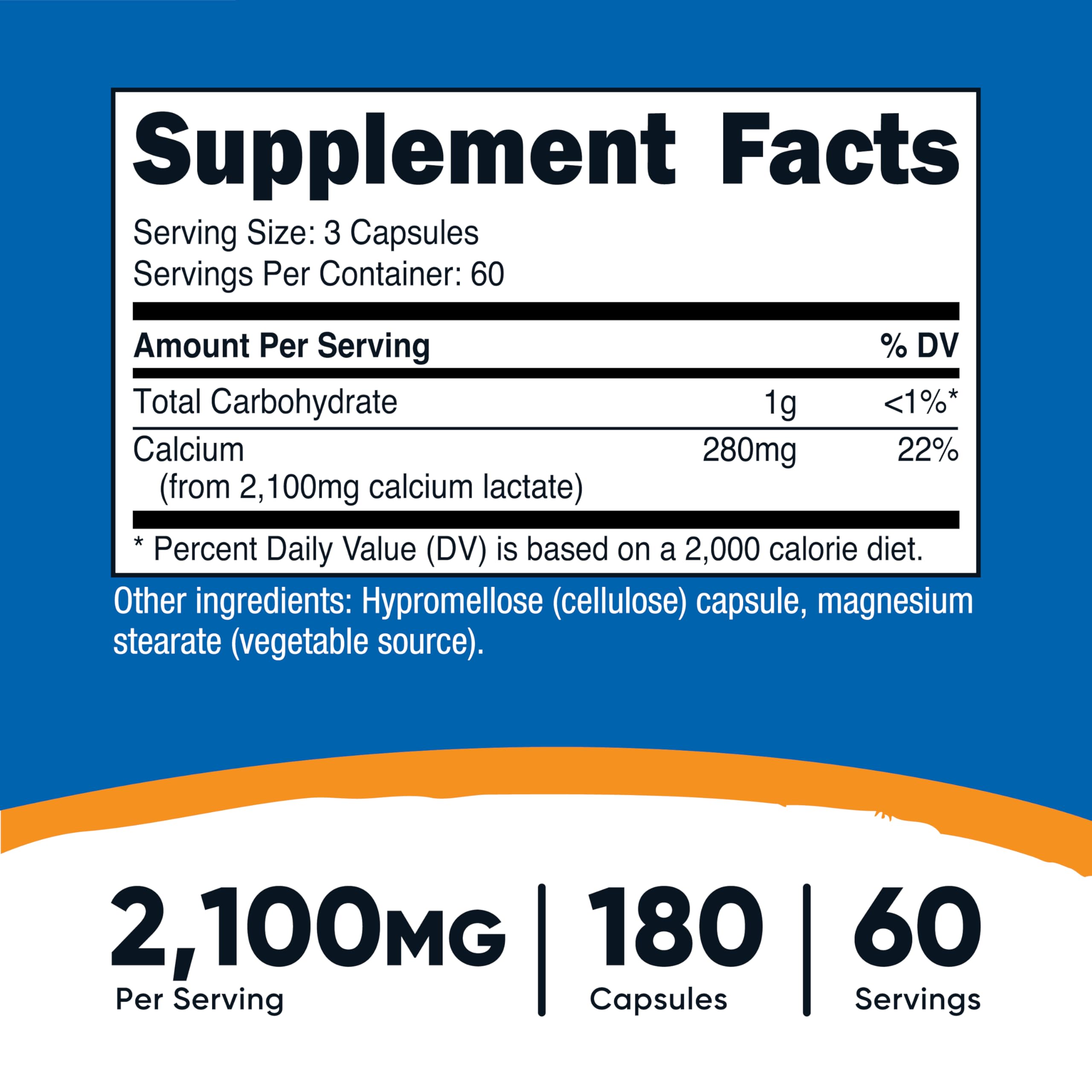 Nutricost Calcium Lactate 2,100mg; 180 Capsules - Vegan, Non-GMO and Gluten Free, 60 Servings — Amazon image 2