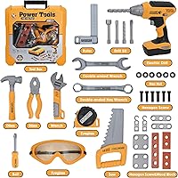 Vista 6 de Juego de herramientas para niños, juego de herramientas para niños pequeños con caja de herramientas para niños y taladro de juguete electrónico