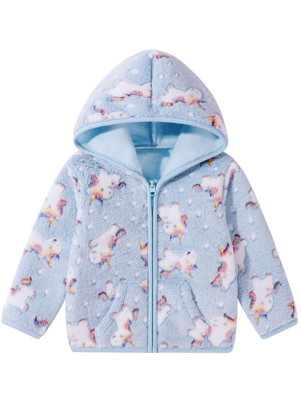 Toddler Baby Girls Thick Fleece Hoodie Jacket Zip Fuzzy Outerwear Coat
