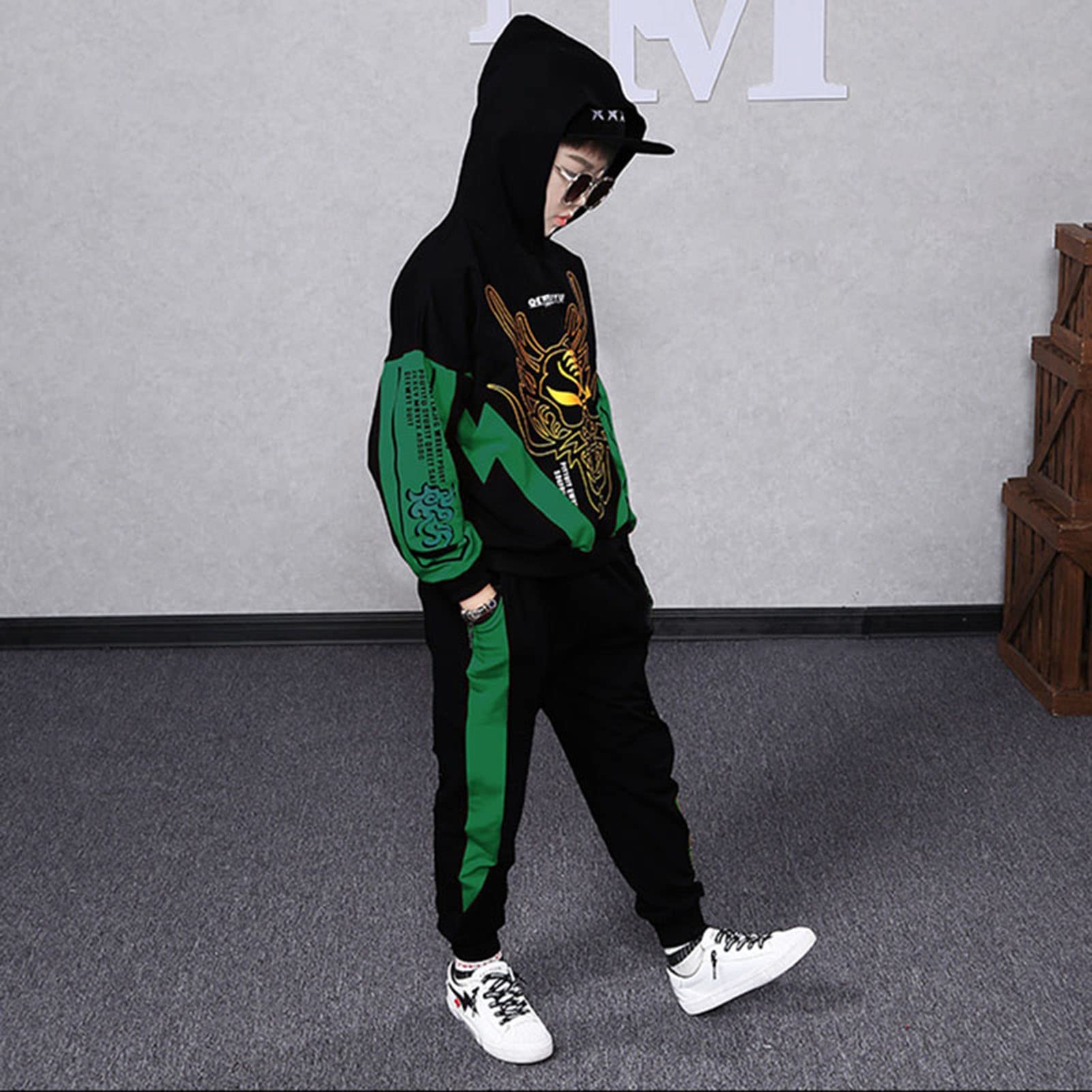 Junge Hoodie Bekleidungssets, Kleinkind Gutaussehend Sweatshirt + Hosen Outfit, T-Shirt Tops Hosen Böden Kleidung Set, Trainingsanzug-Set Für 3-13 Jahre