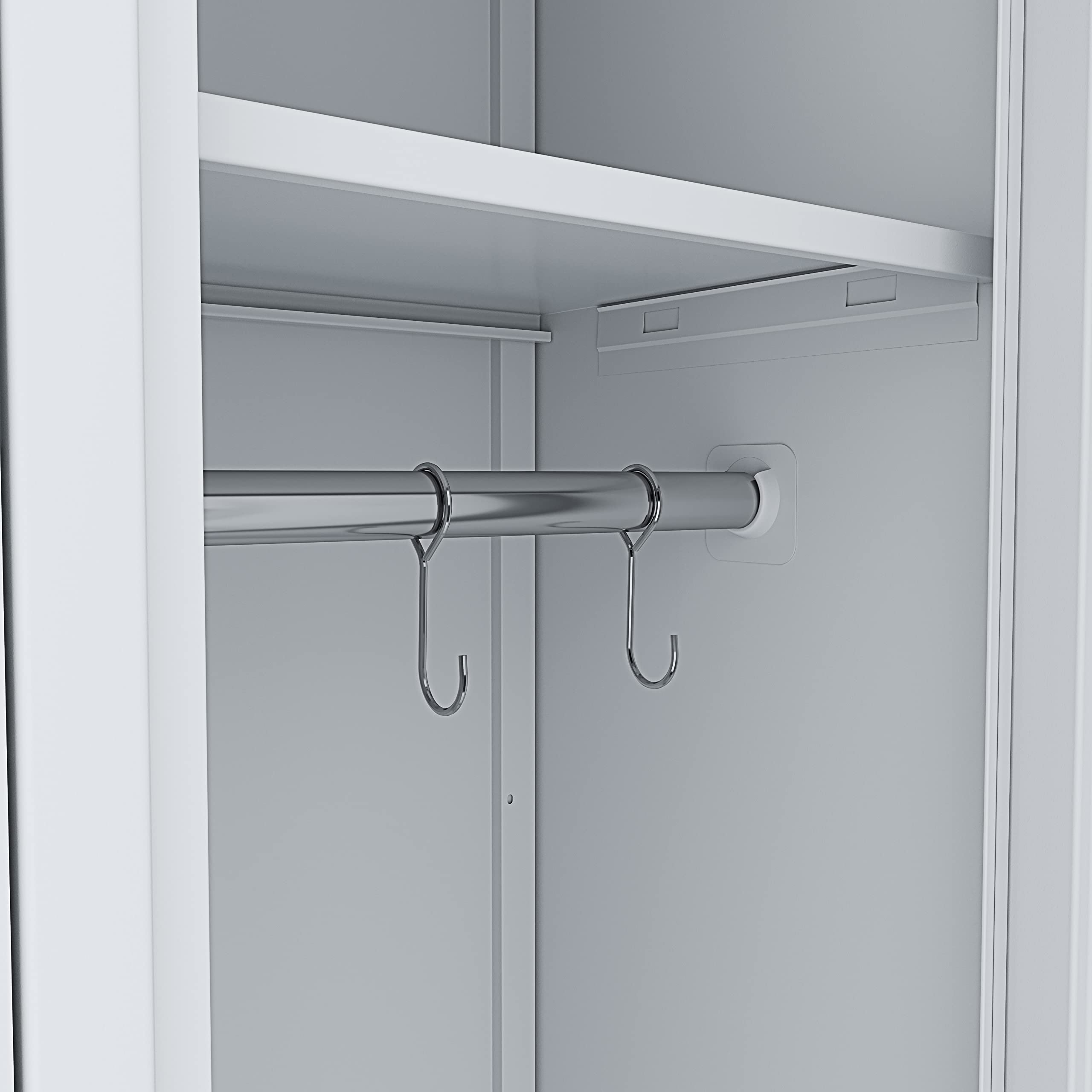 Armadietto Spogliatoio Sporco/Pulito 2 Posti In Lamiera Di Acciaio Salvaspazio Con Chiave Ripiano Appendiabiti Ganci e Porta Cartellino Per Interno Lavoro Piscina 180 x 33 x 68.5 Cm Grigio