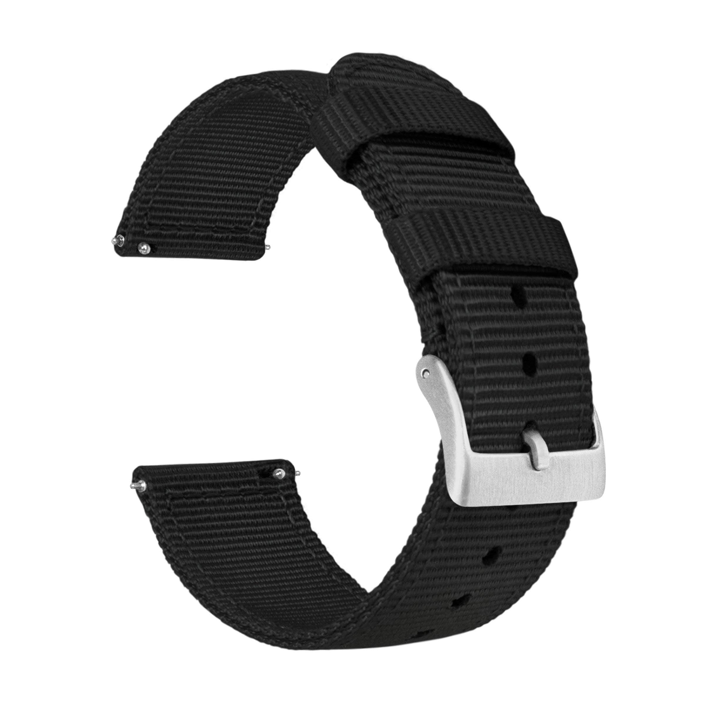 Mens Watchbands Ballistic Nylon Two-piece Style Straps Solid Adjustable Watch Bands
