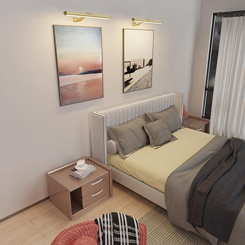 Miniatura 6 de Paquete de 2 luces para cuadros de 16 pulgadas con control remoto, luz para pinturas regulable, LED de metal completo, luz para cuadros para