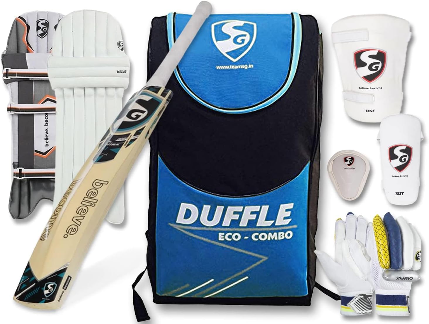 SG complete Cricket Kit with Helmet Leather Ball for 11 to 14 Year Boy Multicolor Size 6