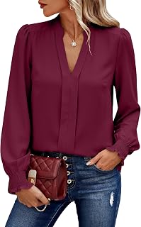 Theenkoln Bluse Damen Elegant V-Ausschnitt Oberteile Tunika Casual Shirt Tops