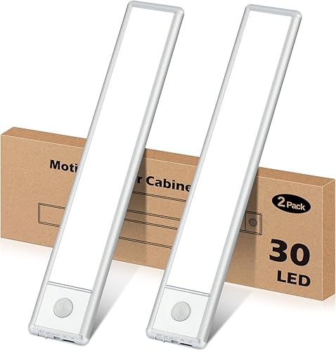 Miniatura 2 de YLXS Paquete de 2 30 luces LED debajo de Canbinet junto con 4 luces de armario de control remoto de 3 colores