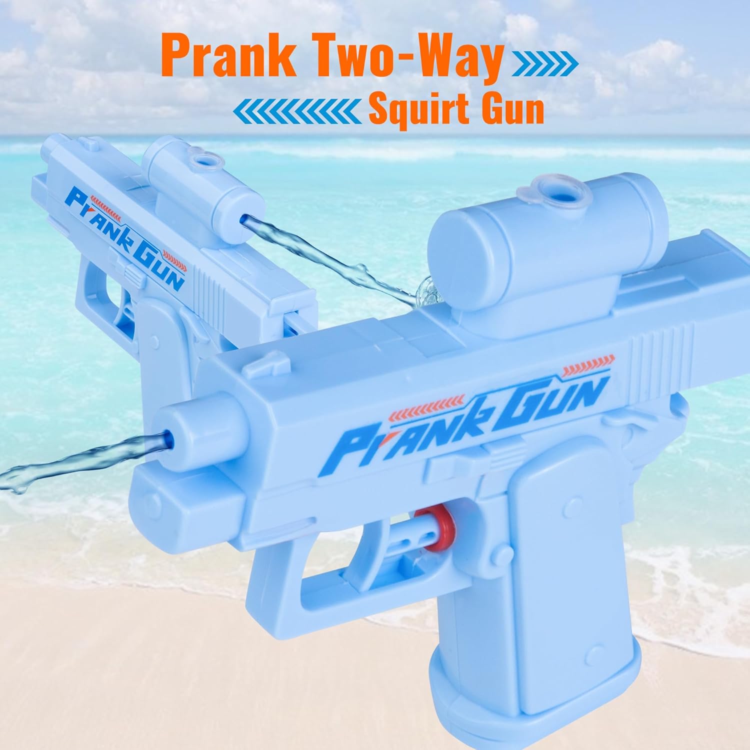 Prank Water Gun, Prank Two-Way Water Gun, Pranks Battle Waters Guns Fight, Novelty Game for Parties & Summer Fun (Blue)