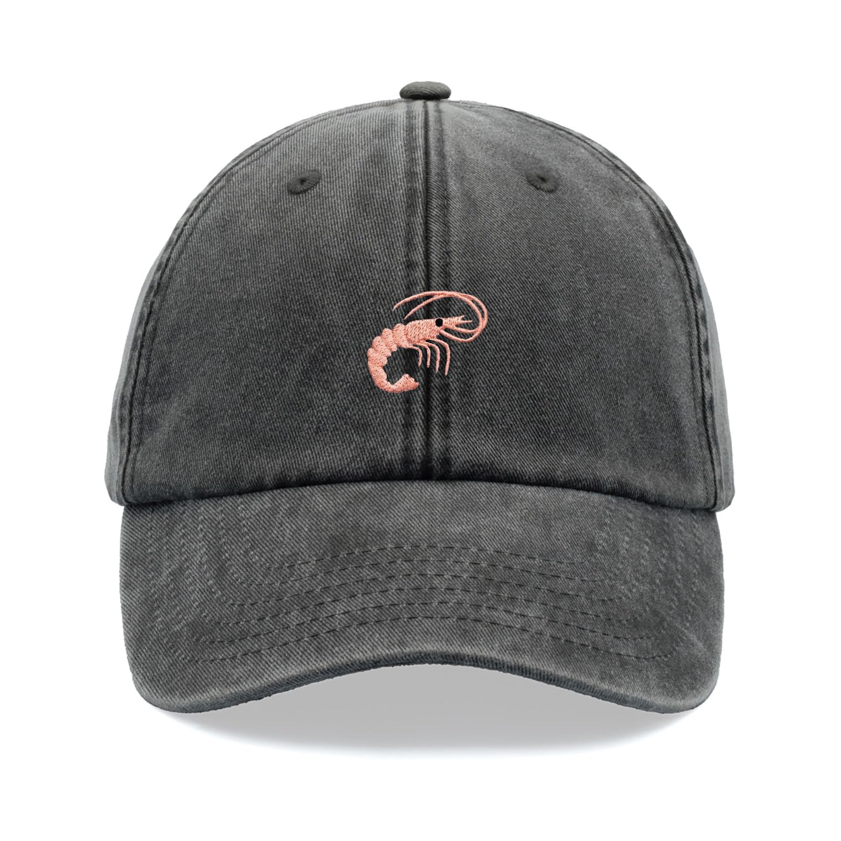 Cap Base Unisex Black Shrimp Baseball Cap Vintage Washed Dad Hat Adjustable