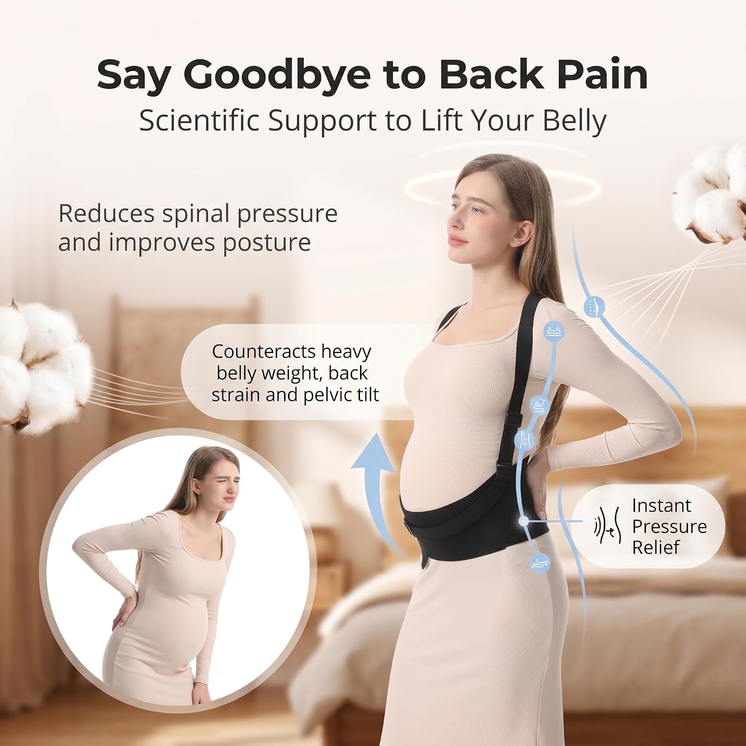 Paskyee 3-in-1 Pregnancy Belly Band – Adjustable Maternity Support Belt X-Large