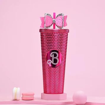 Two-Layer Plastic Straw Cup 710ml Large Capacity Glitter Bow Tie Hand Cup Durian Cup Portable Diamond Cup Straw Tumbler Transparent 2-Layer Structure With Lid Heat Resistant Plastic Cup Easy to Clean