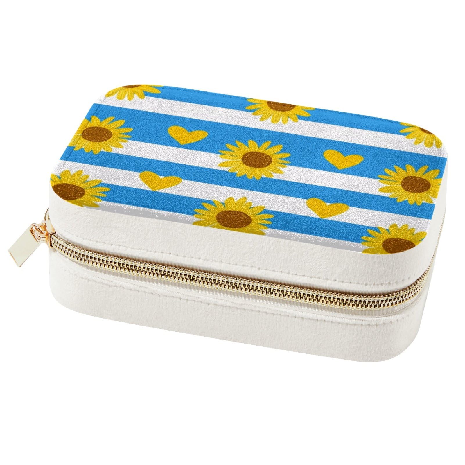 Boîte à bijoux tournesol de rangement portable pour bagues et colliers