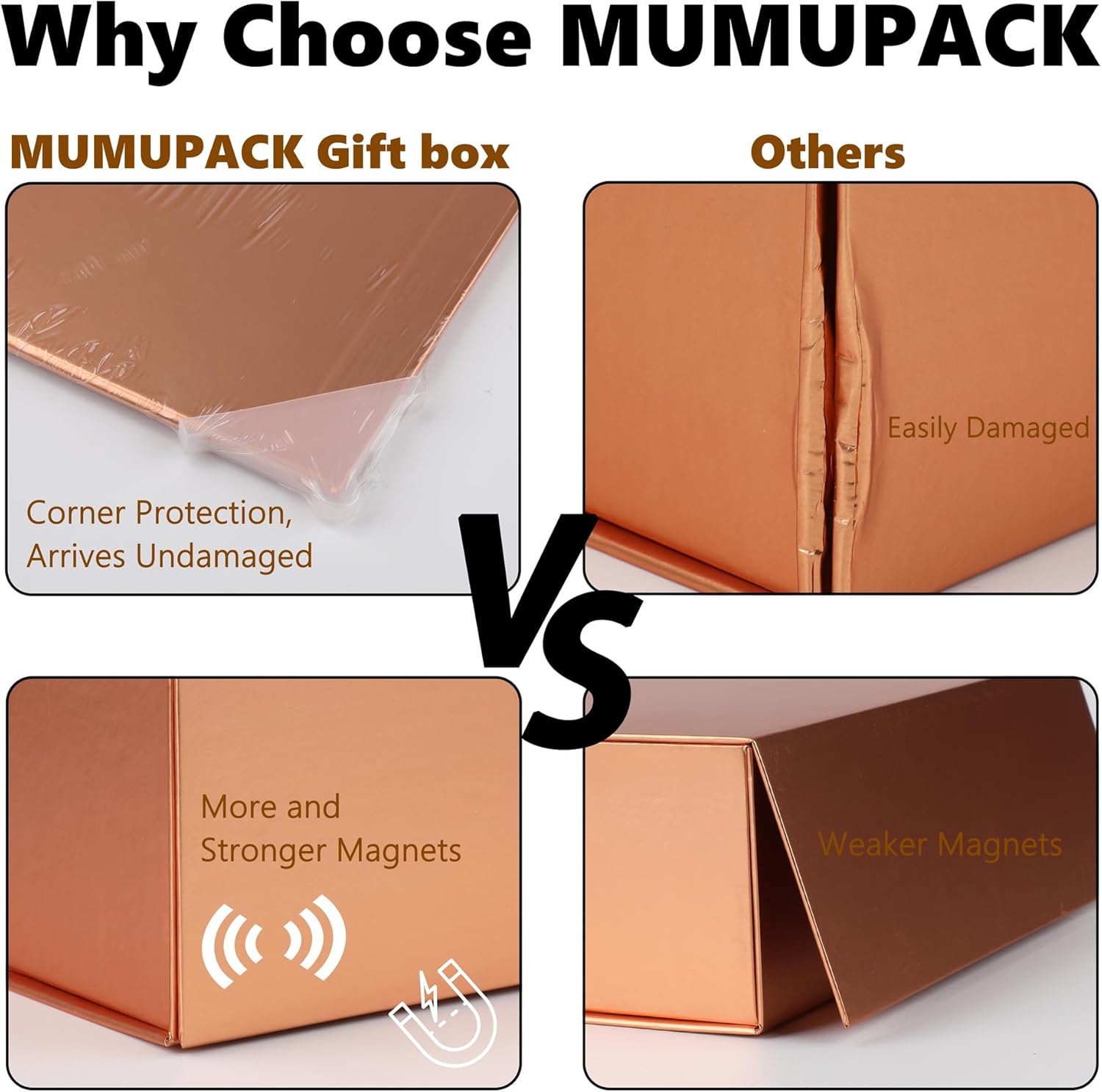 Rose Gold Gift Box,16x14x5.3 Large Gift Boxes With Lids For Presents Includes Ribbon And Diy Printable Sticker Paper,Bridesmaid Proposal Box,Magnetic Gift Box For Birthday,Wedding,Graduation