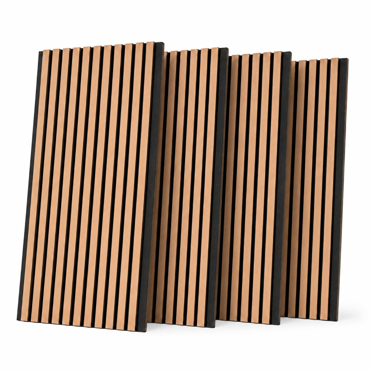 Paneles Decorativos para Pared de Listones de Madera 120x60 cm Pack 4 (2,88 m²) – Paneles Acústicos Palillería MDF Efecto Roble con Fieltro, Revestimiento para Salón y Oficina