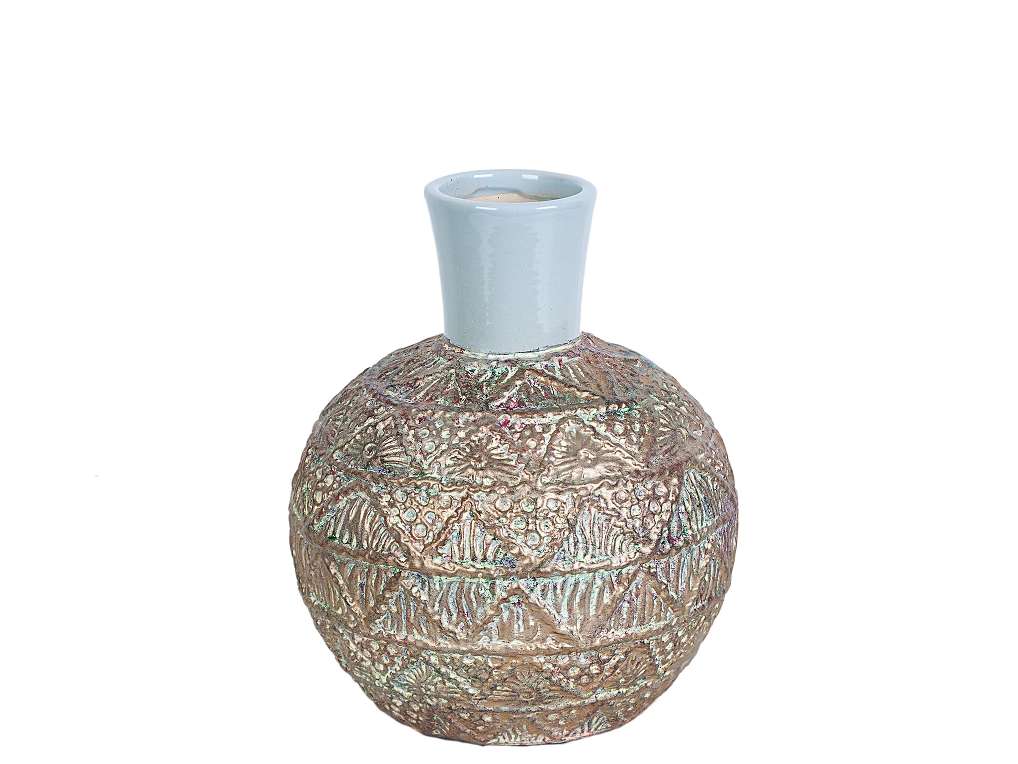 Vase en céramique effet corde tressée beige pour fleurs séchées