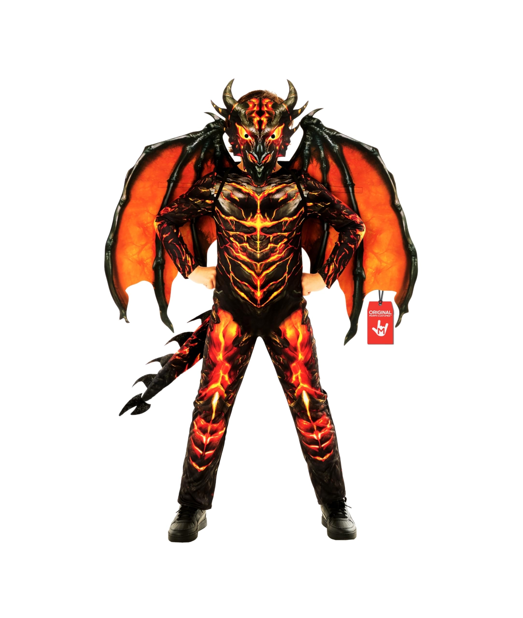 Morph Dragon Jumpsuit Lava Boys Costume Small