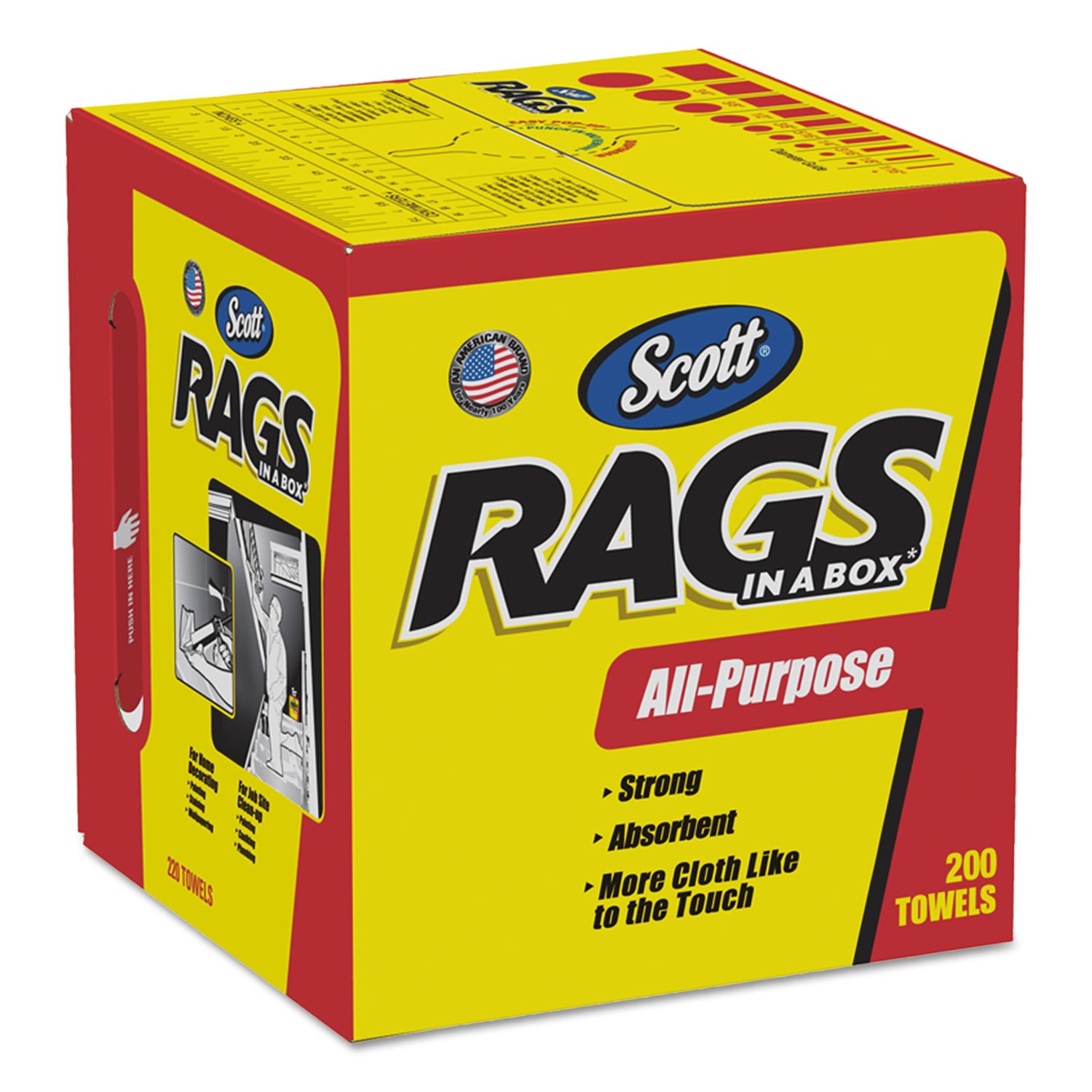 Scott 75260CT Rags in a Box, POP-UP Box, 10 x 12, White, 200/Box, 8 Boxes per Carton