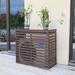 Persianas Altas Resistentes A La Intemperie, Cubiertas Para Aire Acondicionado Central: Oculte La Unidad Exterior Con Estilo Con Una Pantalla De Cerca Para Aire Acond(Size:L105Xw45Xh95Cm,Color:Marrón)