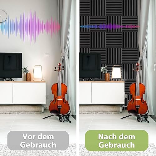 Miniatura 5 de Paquete de 56 paneles de espuma acústica, 2 x 12 x 12 pulgadas, paneles de espuma a prueba de sonido diseñados por Mirovant para paredes, cuñas