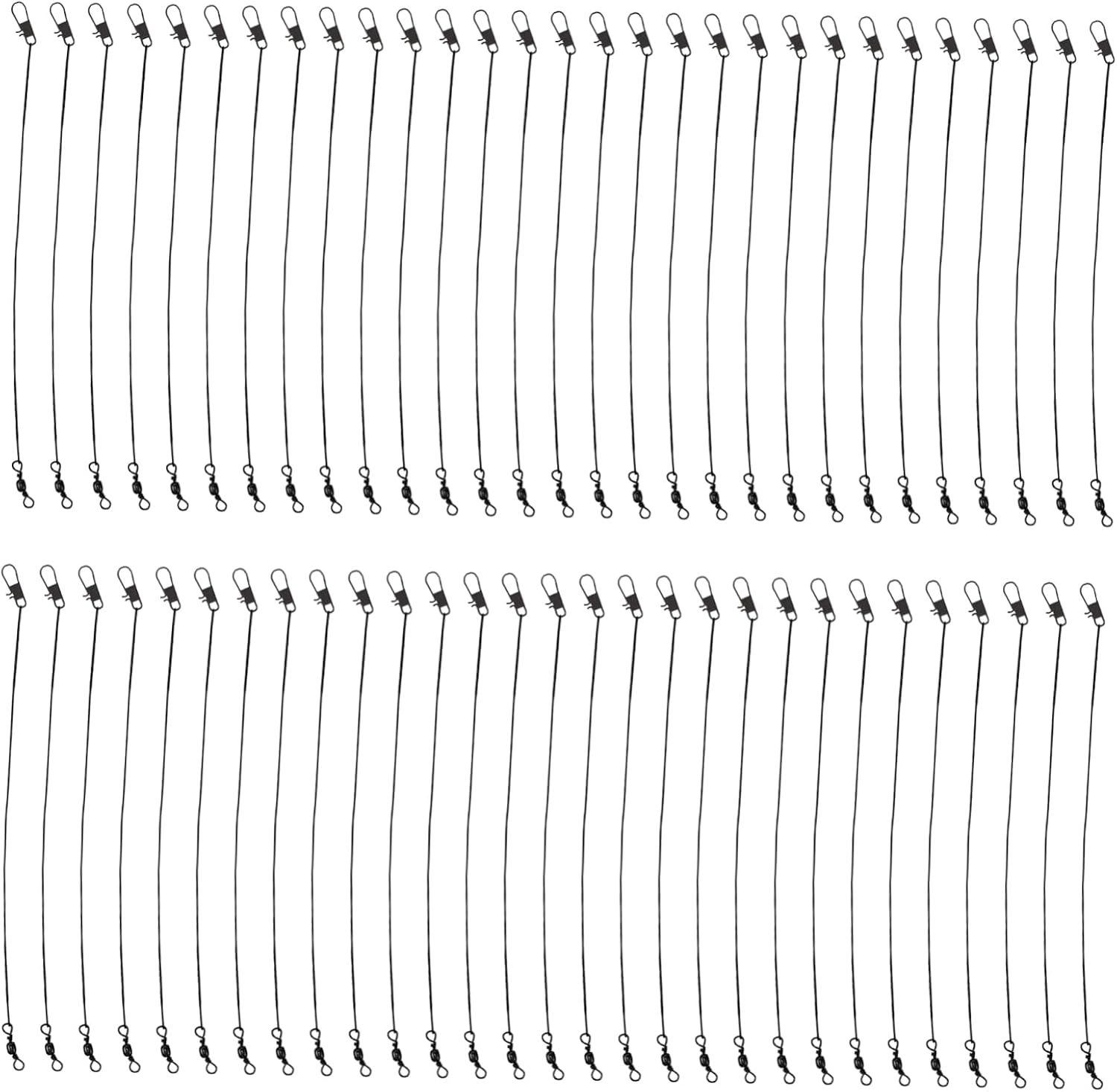 VICASKY 50pcs Steel Fishing Leaders with Swivels Saltwater Fishing Wire Portable Anti-Bite Leader for Saltwater Gear and Tackle