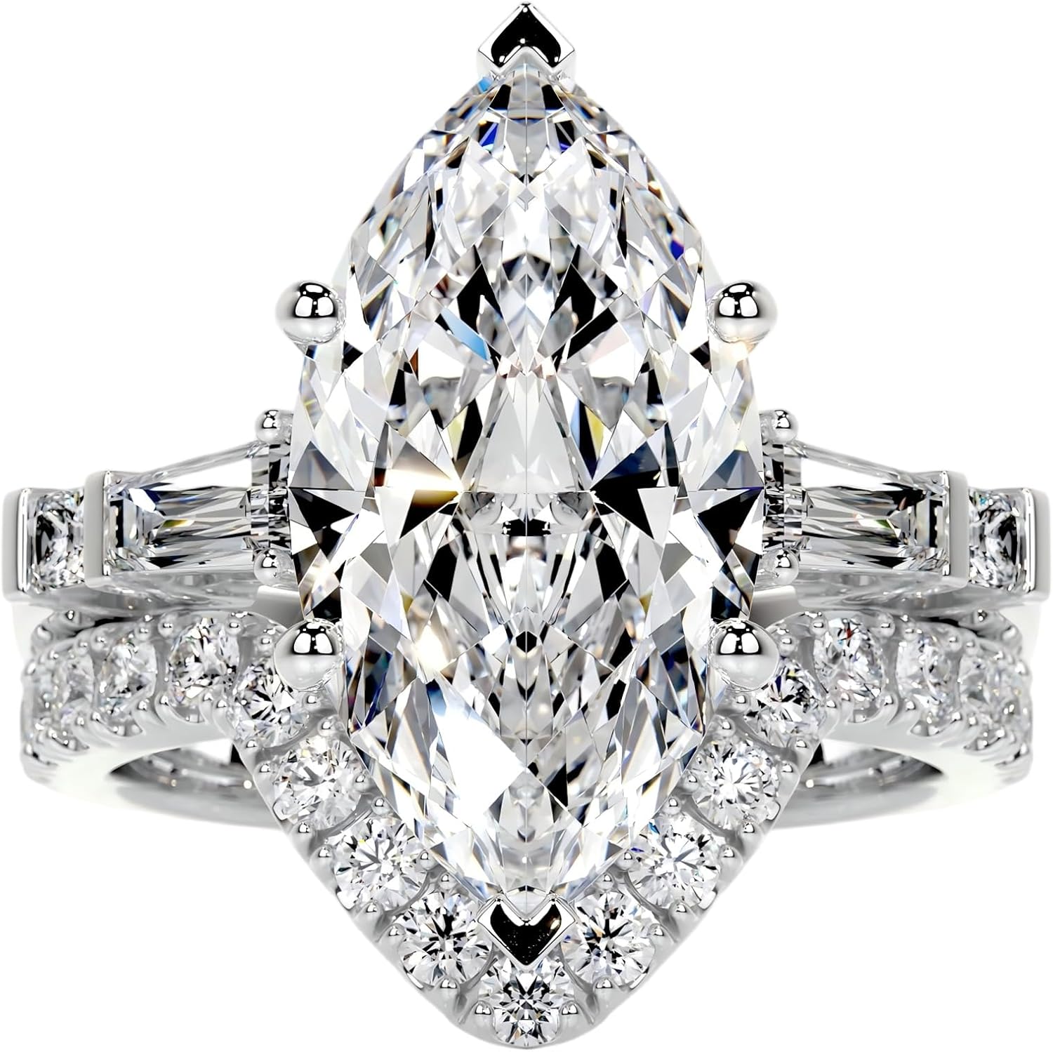 2-6 Carat Moissanite Wedding Ring Bridal Sets for Women D Color VVS1 Clarity Bridal Sets Engagement Rings Customizable 10K /14K Solid Gold Promise Ring Set for Her Free Engraving